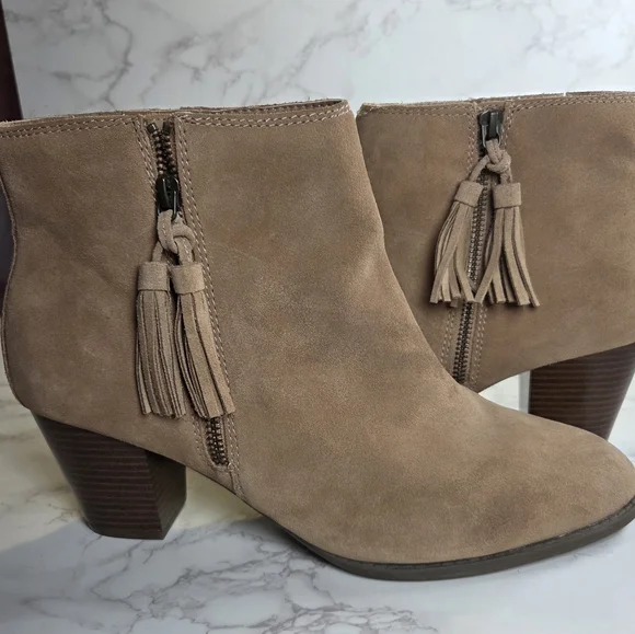 Suede Ankle Booties in Taupe - Women - Picture 5 of 9